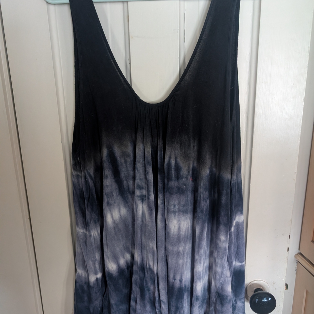 We The Free Black and White Tie-Dye Tank Top